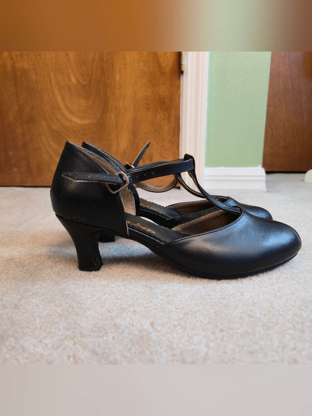 Bokimd Shoes Non-Slip Latin Salsa Ballroom Dance Heels T-Strap 9